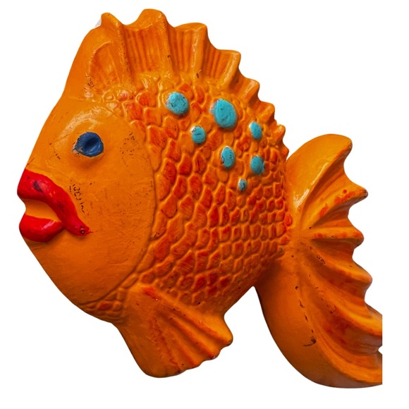 Vintage chalk Chalkware Fish Wall Art mid century modern mcm retro handmade - Picture 1 of 10
